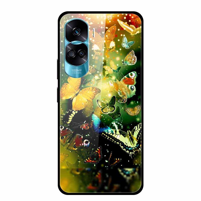 For Honor 90 Lite Case Honor90 Pro 5G Wolf Cats Tempered Glass Hard Covers for HuaWei HONOR 90 Pro 90Lite Protective Luxury Capa