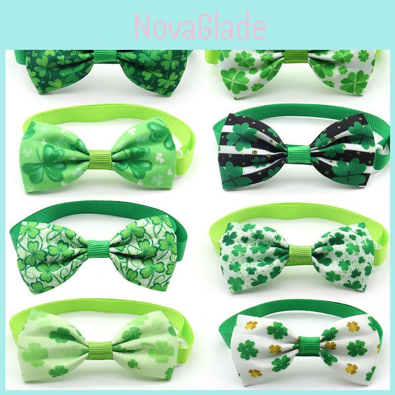 St. Patrick's Day Schleife Haustierzubehör Glückliches Grün Karomuster Halsband