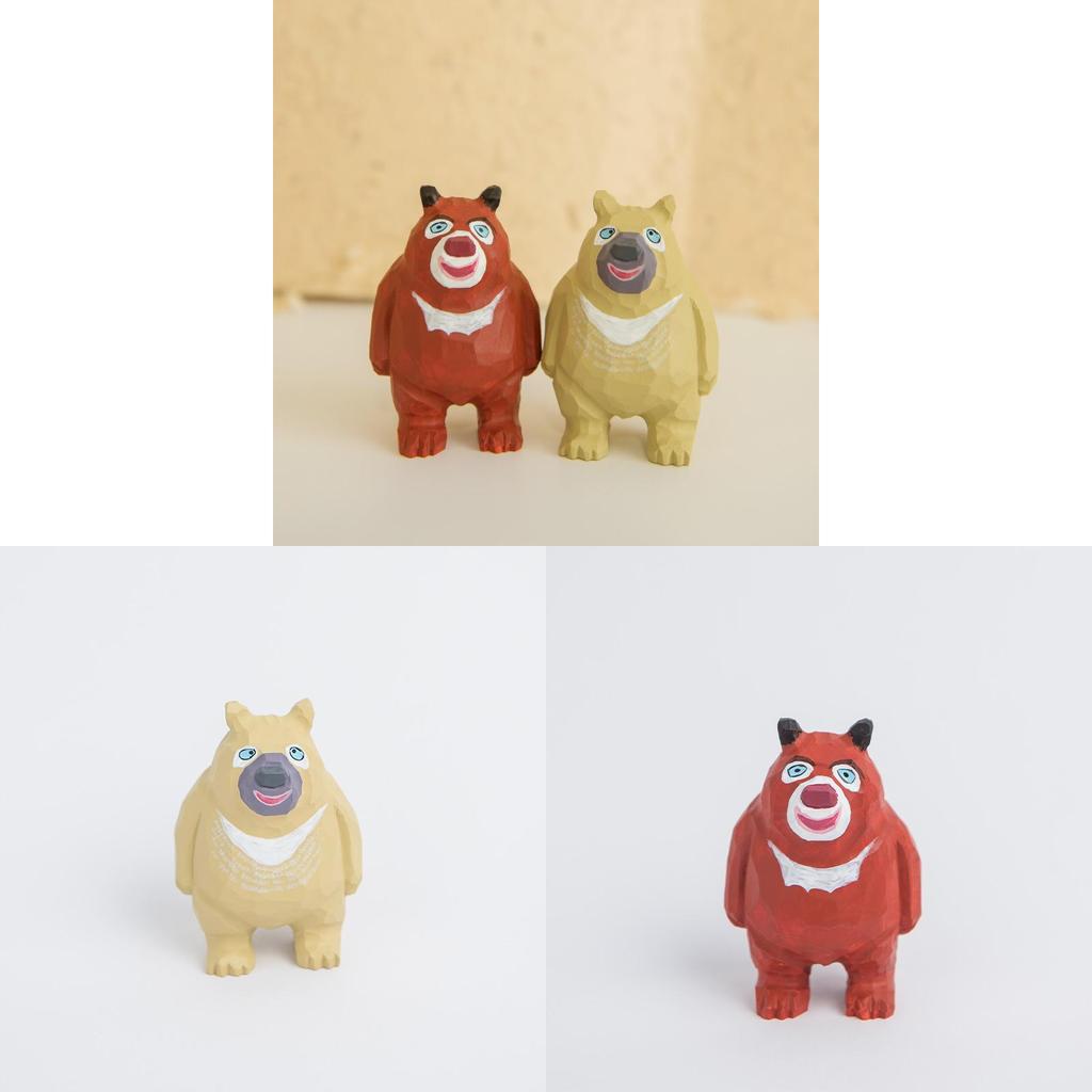 Wooden Craft Bear Big And Bear Second Decorative Figurines Home Office Car Decor Gift For Friends