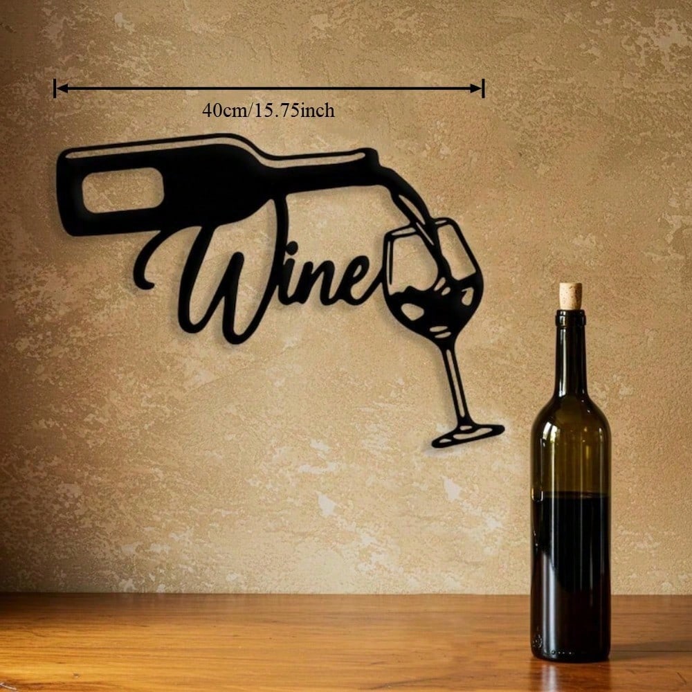 Modern Wine Metal Wall Art, Rotating Hook Bar Sign for Home Decor & Gifts