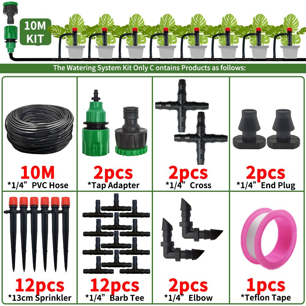 Garden Drip Irrigation Automatic Watering System Kit 1/4'' 13CM Sprinkler for Bonsai Pot Plant Flower Vegetable Greenhouse