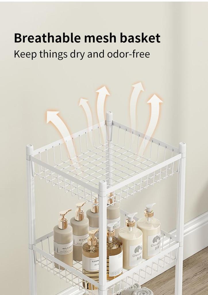 Multi-layer Bathroom Shelf with Wheels - Narrow Gap Storage Trolley