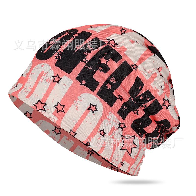 Soft printed thin cotton men's and women's headgear hip hop hipster fashion pullover hat scarf cover dual-purpose hat