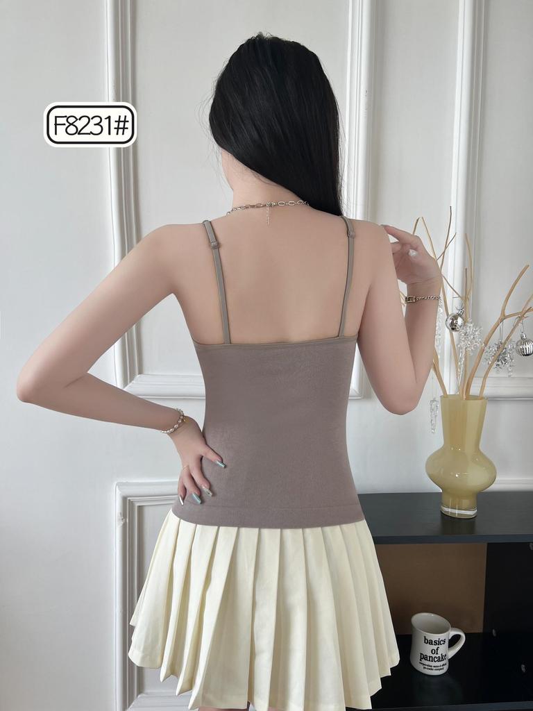 Modal Cashmere Brushed Mulberry Silk Women's Warm Vest with Integrated Cup Camisole