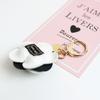 Yogodlns Cute Sweet Synthetic PU Leather Rose Camellia Flowers Bag Pendant For Women Trinket Key Chains Ring Car Bag Charm