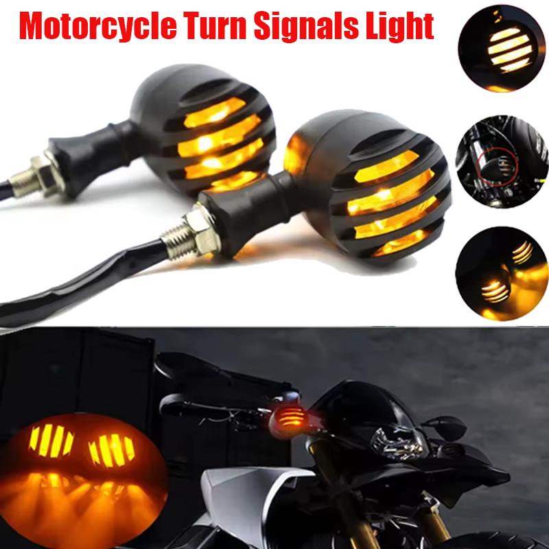 2/4 PCS Motorcycle Plastic Retro Grill Bullet Flasher Amber Turn Signal Indicator Light Lamp For Kawasaki Harley Honda