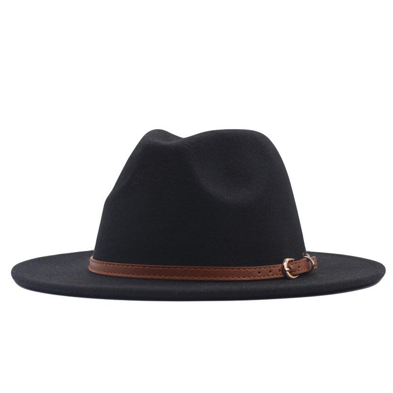 New spot European and American flat-brimmed felt jazz hat, British gentleman's retro woolen fashion felt hat