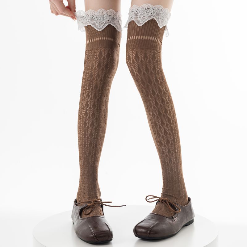 Calze da donna stile giapponese Calzini alti al ginocchio Calzini lunghi in nylon trasparente ultrasottile Calzini al ginocchio JK Lolita per ragazze dolci