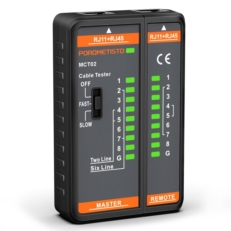 POROMETISTO MCT02 RJ45 RJ11 Тестер сетевых кабелей 8P/6P/4P/2P Тестер экранированных кабелей Детектор телефонных линий LAN Сетевых проводов