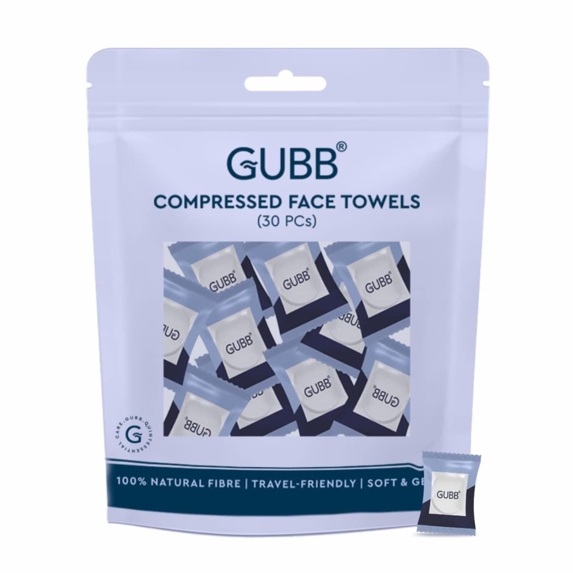 GUBB Face Wipe, 100% Cotton Facial Tissue | Reusable & Biodegradable, Soft Fabric, Chemical Free | Pocket Pack of 30 Wet Wipes For Men & Women Oily