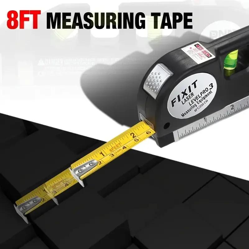Laser Level Tool Multipurpose Cross Line Laser Kit with 8 Feet Measuring Tape Ruler Easy to Use for Home Construction