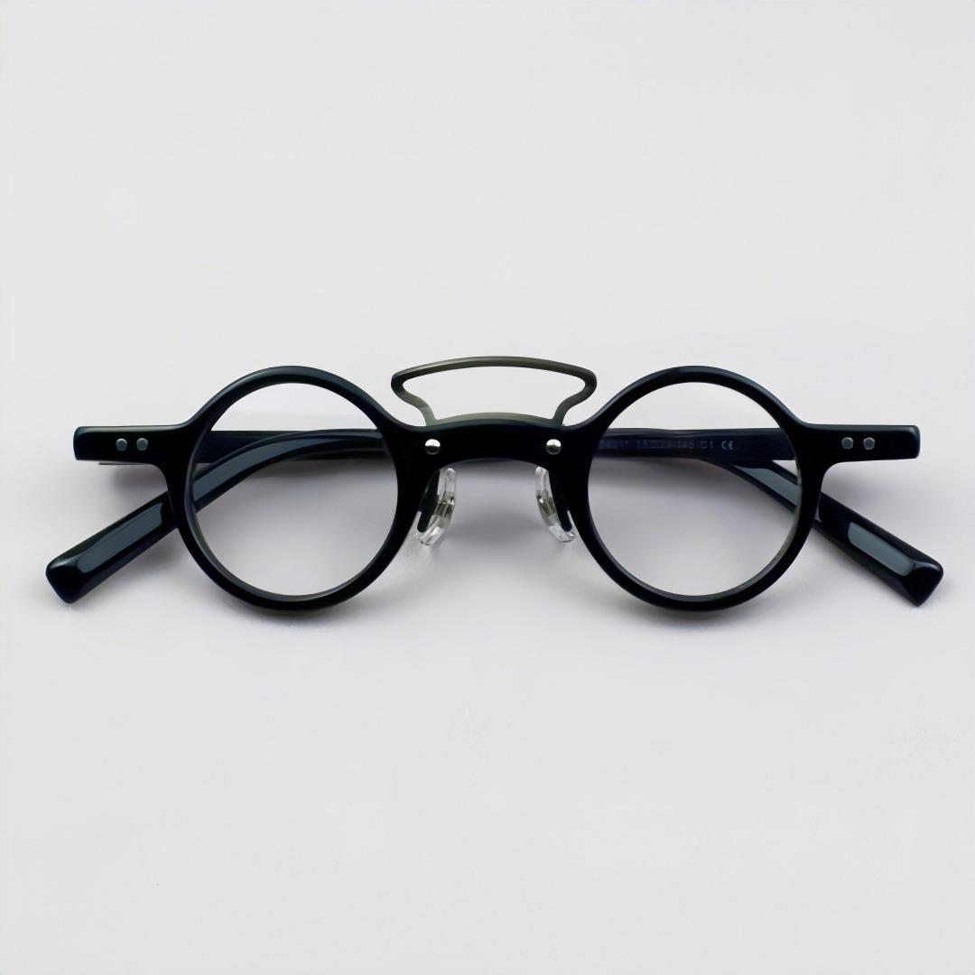 

Retro High Quality Small Round Glasses Frame Vintage Acetate Eyeglasses Frames for Man Fashion Glasses For Men And Women чорний