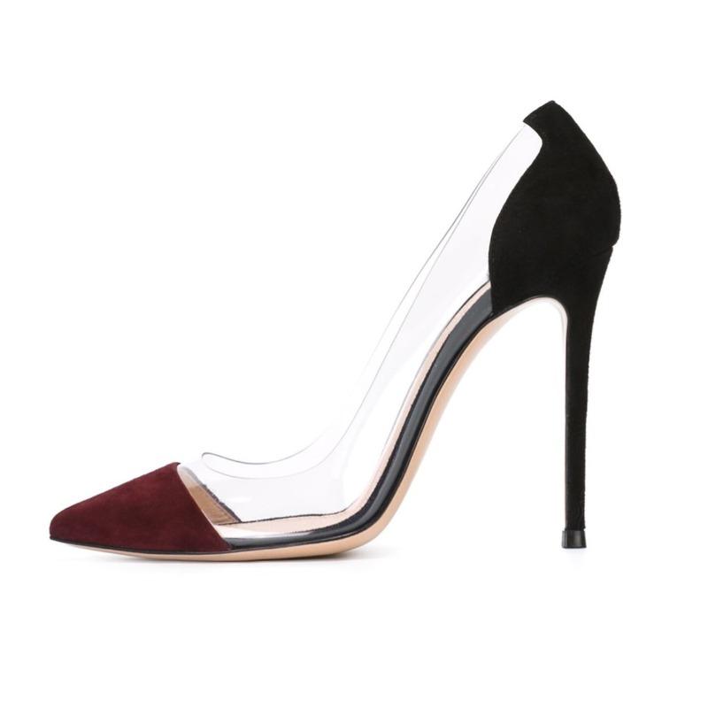 Hot-selling Pointed Splicing Transparent Cm High-heeled Women's Versatile Single Shoes