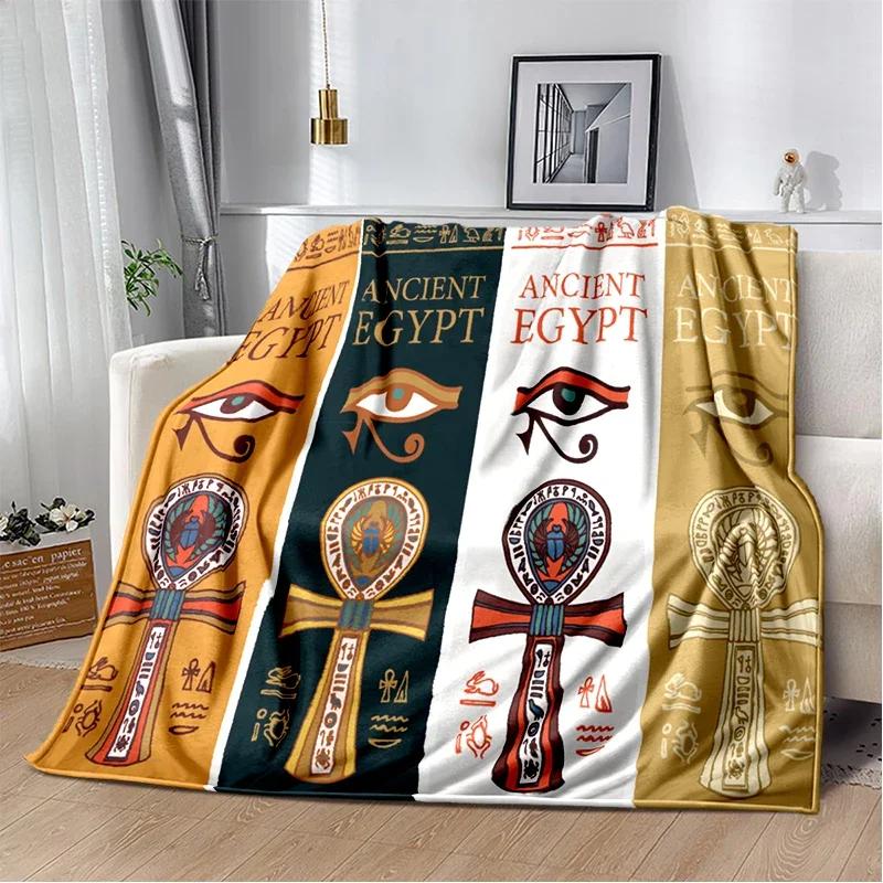 Egypt Blanket Cross Flannel Throw Blanket Soft Cover Lightweight Warm Blankets for Bed Sofa Couch King Queen Size for Teens Man