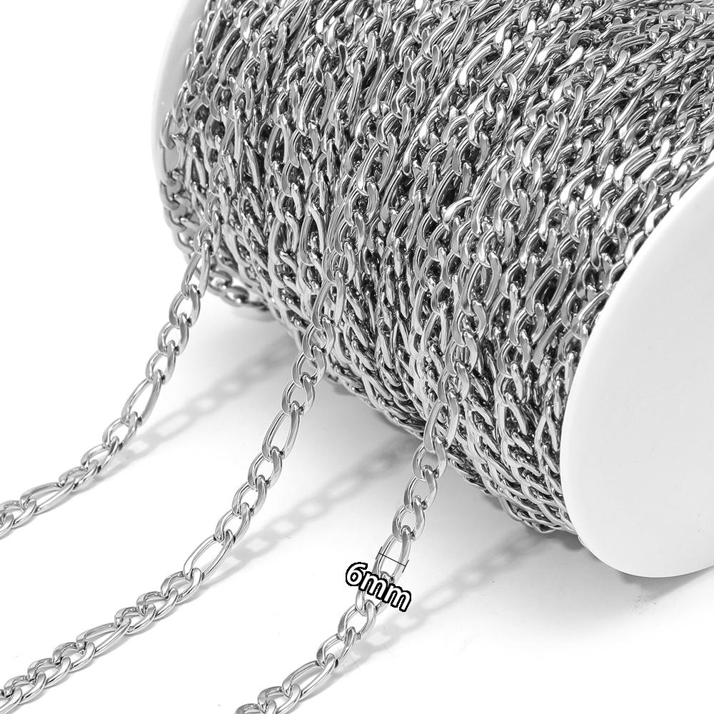 2 Meters Stainless Steel Link Cuban Figaro Chains Bulk for DIY Jewelry Earrings Making Necklace Findings Bracelets Wholesale