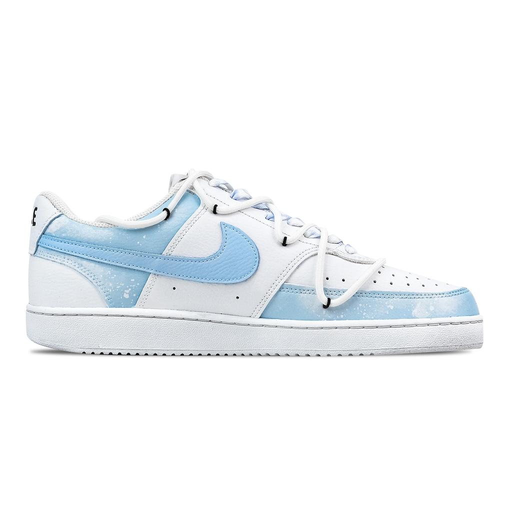 Nike Court Vision 1 Summer Wave Heart Box Slip Resistant Abrasion Resistant Low top Skateboard Shoes Men's Light Blue DH2987-101(Team459--)