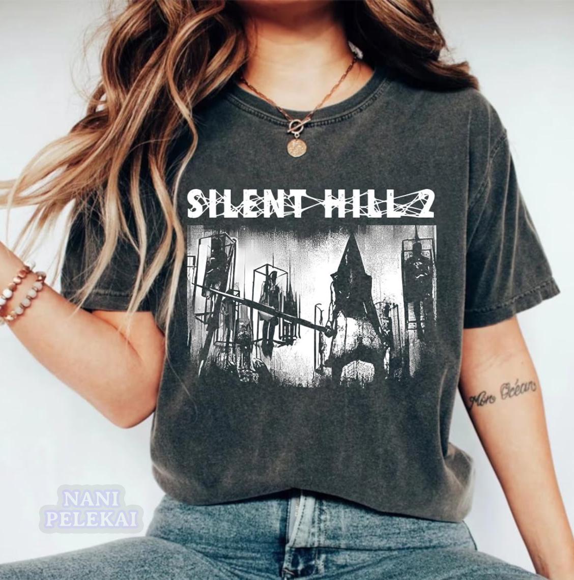 Triangular Head Tshirt Retro Silent Hill 2 Gamer Tshirt Retro Horror Gamer Tshirt Horror Game Silent Hill Gift S