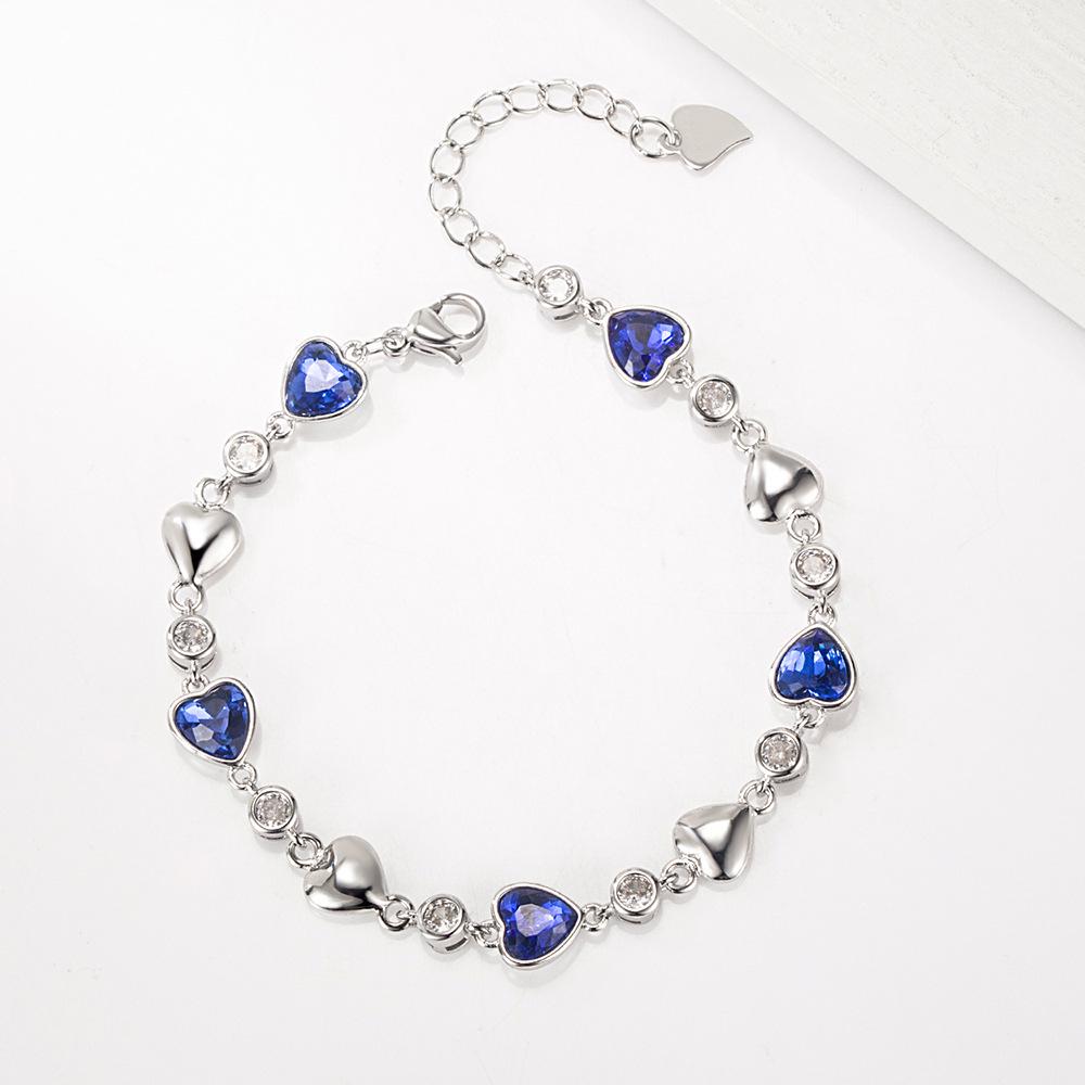 Heart of the Ocean: Mori-kei Blue Crystal Heart Bracelet for Women