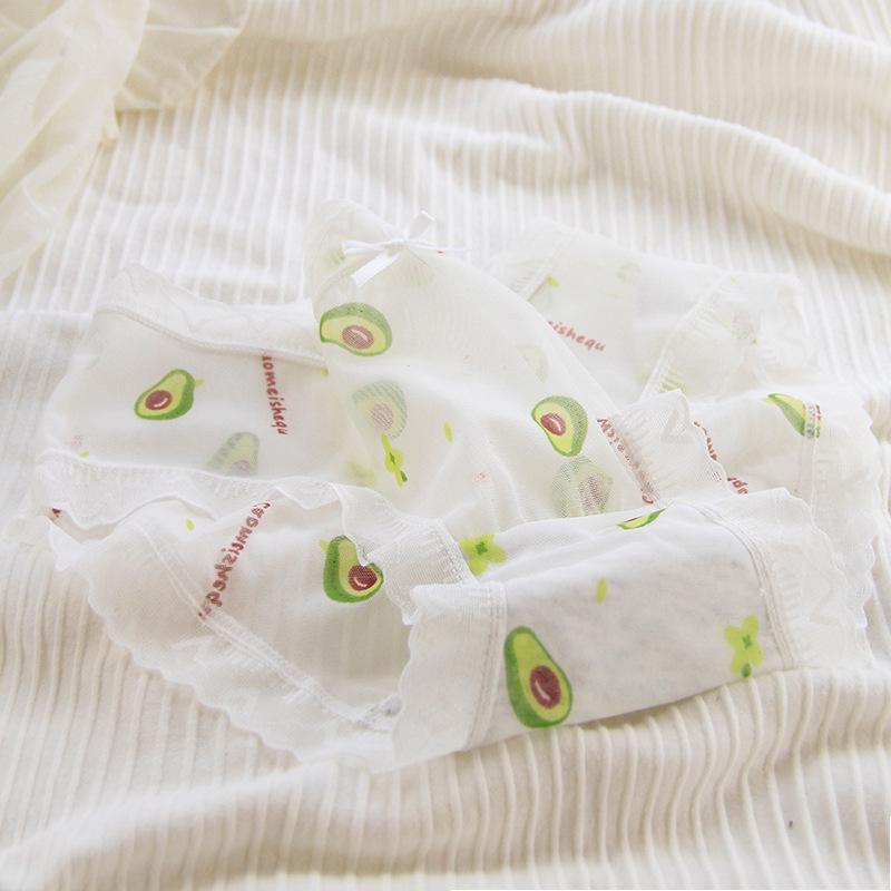 Women's Mid-Waist Lace Mesh Panties with Black Edge and Bow