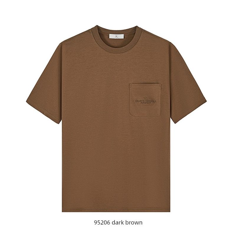 American Retro Casual Pocket Embroidery Short-Sleeve T-Shirt for Men, New Summer Style, Round Neck Undershirt, Foreign Trade Men's Clothing T-Shirt