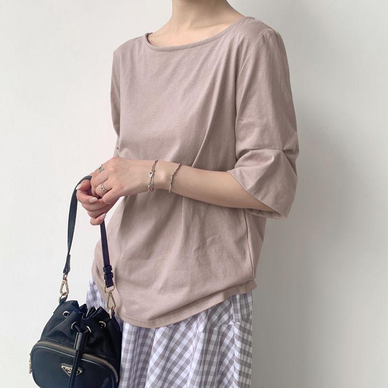 K-style Summer New Youth round Neck White Stripes Print Gas Casual Fashion Loose Half Sleeve T-shirt Tops