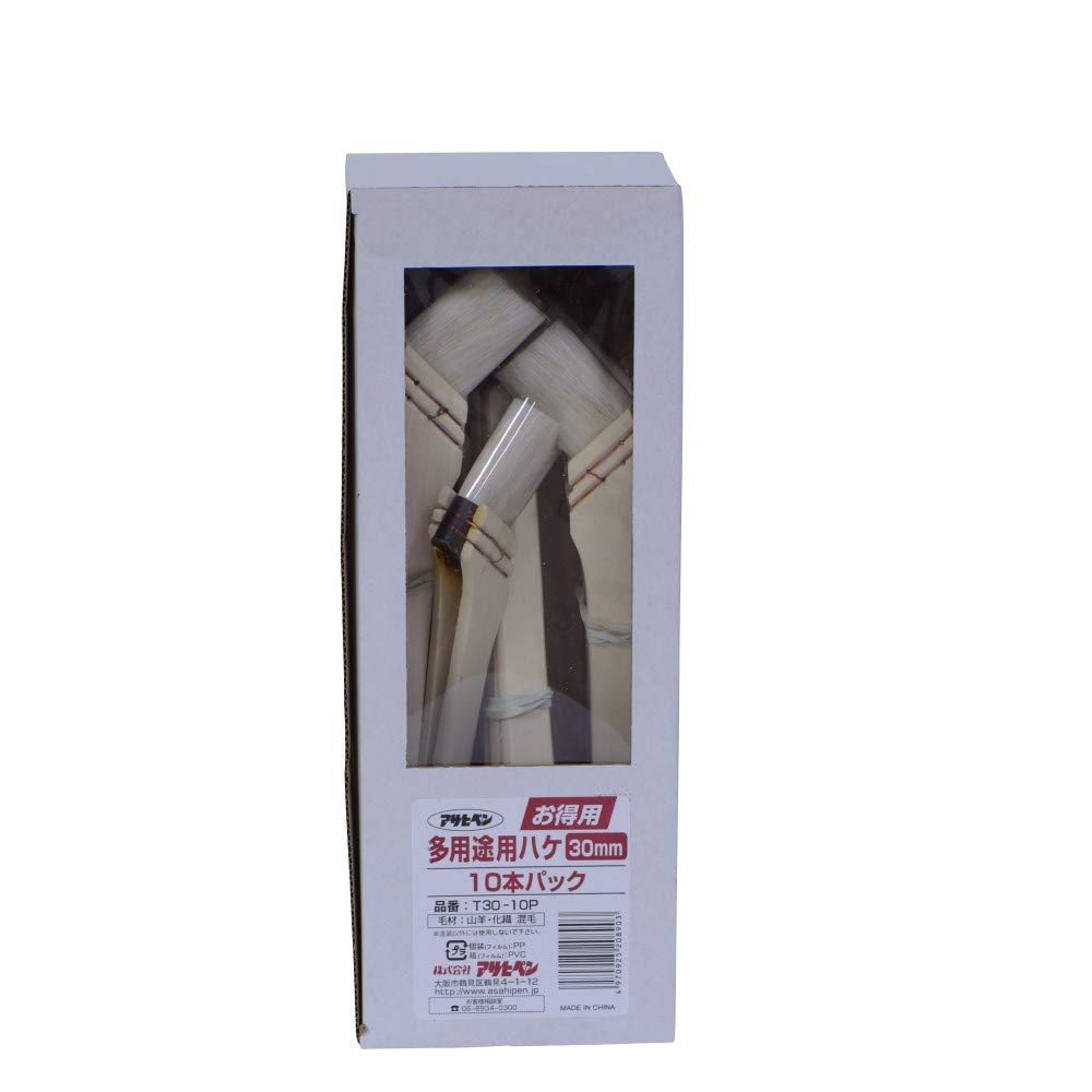 

Asahipen Value Pack of for both and paints Multi-Purpose Brushes, 10, 30mm, T30-10P, water-based oil-based