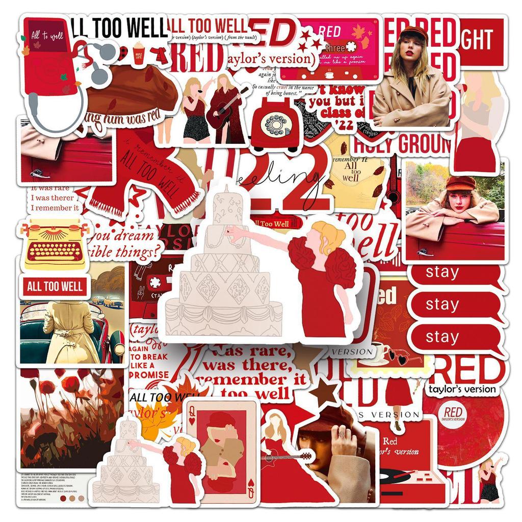 50 Blatt Taylor Swift Album Serie Scrapbook Aufkleber - Wasserdichte Dekorationsaufkleber mit der amerikanischen Sängerin