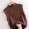 Summer Korean Solid Color Half Turtleneck Sleeveless Casual Knitted Vest For Women