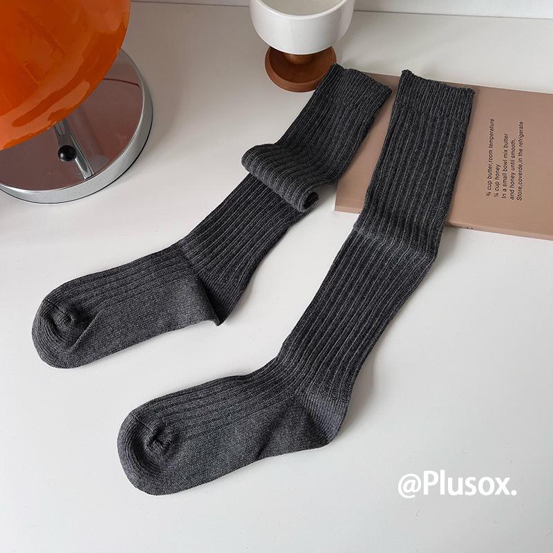 Plusox Women's Beige Cotton Over-the-Knee Warm Socks - Autumn/Winter Collection