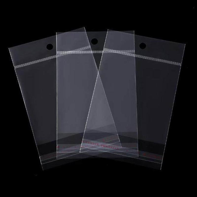 Disposable Transparent Self-adhesive Pouchs with Hanging Holes Jewelry Cosmetic Trial Packaging Bag Accessory Toys Product Storage Display Pocket