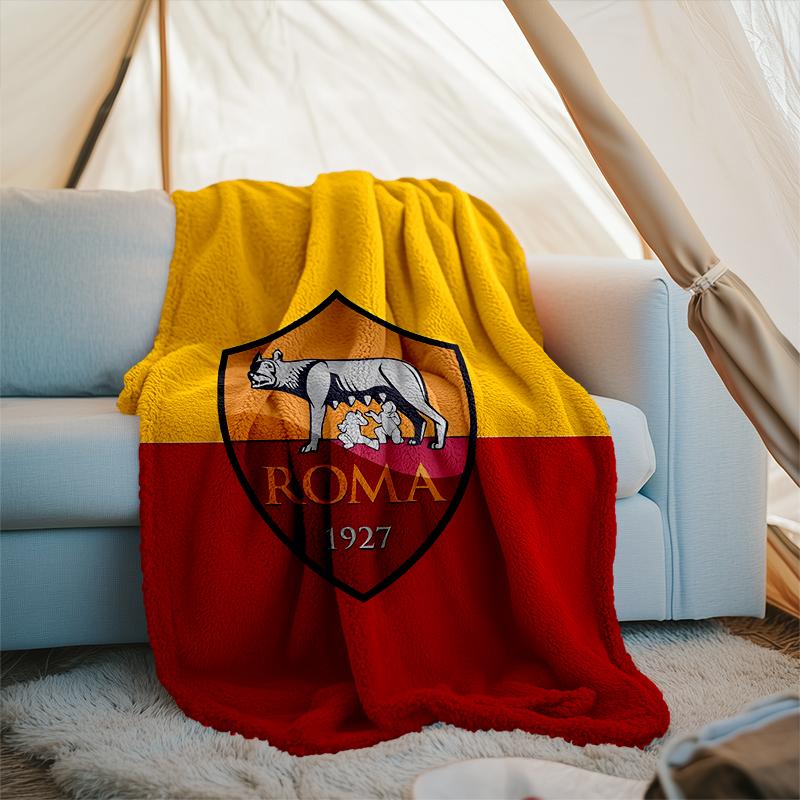 1pz Coperta Morbida in Flanella Stampata AS Roma1 Calcio per Camera da Letto Adulti Soggiorno Divano Campeggio Viaggio Regali per Fan Regali di Natale