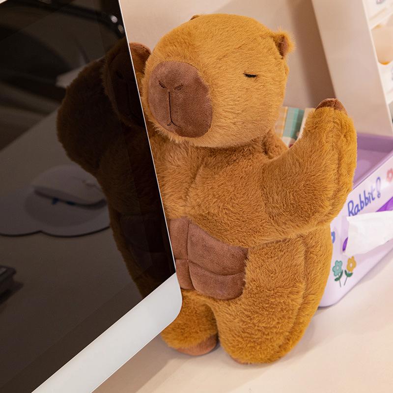 Bambola di peluche muscolosa di capibara, carina, peluche muscolosa, peluche kawaii, cartone animato, cuscino animale forte per regali per ragazzo e ragazza