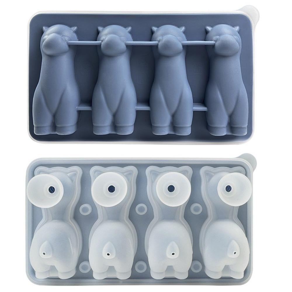 Silicone Ice Cube Tray 3D Alpaca Ice Cream Mold Novelty Long Ice Stick Tray Summer