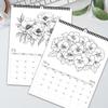 1pc 2026 Hanging Calendar,Floral Coloring Calendar, DIY, Christmas Gift, 12 Beautiful Designs, Perfect for Birthdays & New Year