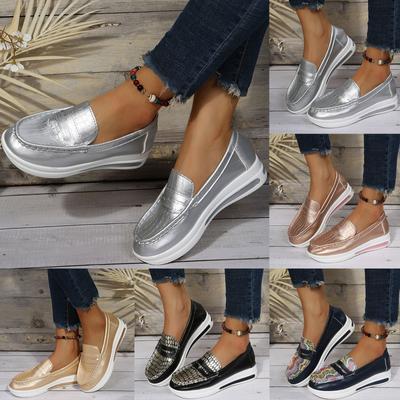 Women Shoes Comfortable Soft Sole Casual Fashionable Vulcanized Shoes Outdoors Commuting Leather Slip On Ladies Loafers 2024