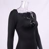 European, American autumn and winter hollow dress, popular women's clothing, sexy square neck split hip dress