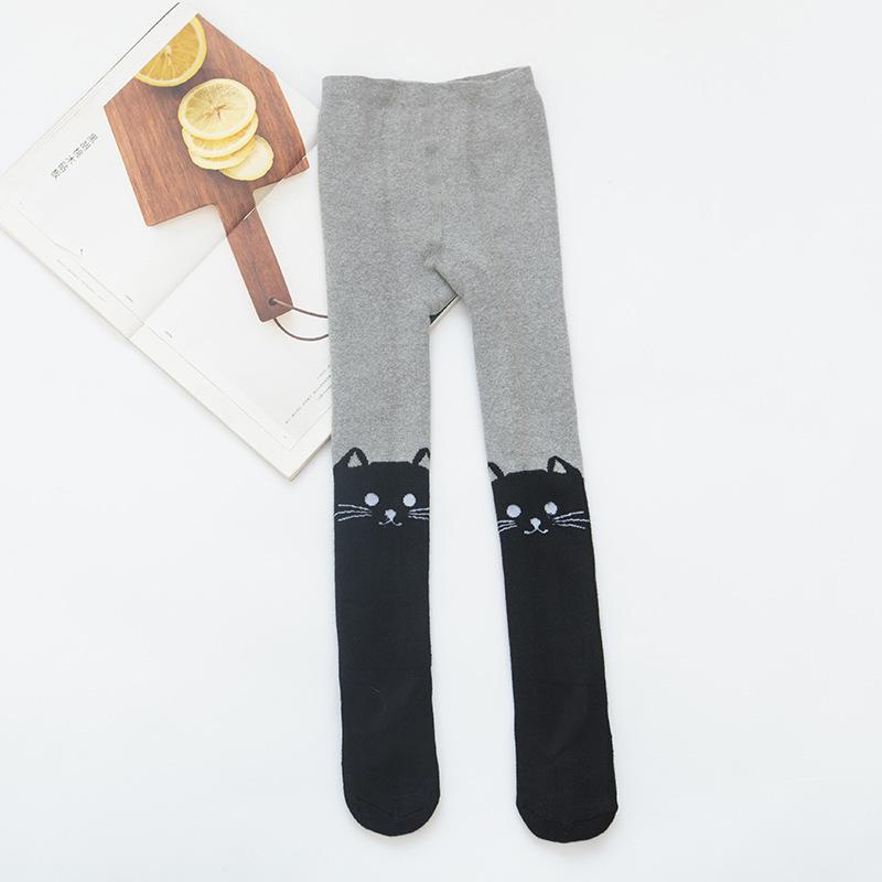 

Children s Cartoon Patchwork Fleece-lined Leggings - Black & Gray S (90-105cm)