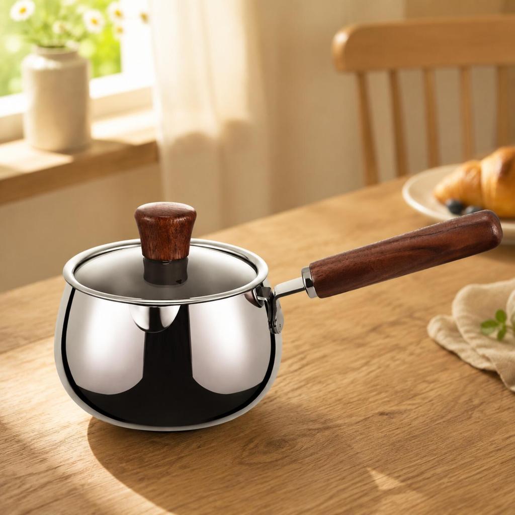 1200 Ml Saucepan Uncoated Interior with Tempered-Glass Lid Versatile