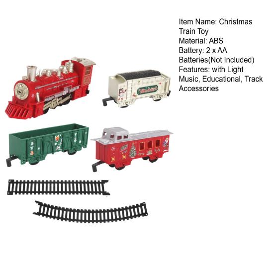 Kids Electric Train Toy Kit with Track Accessories Toddlers Educational DIY Track Building Christmas Mini Classical Train Toy with Light Music