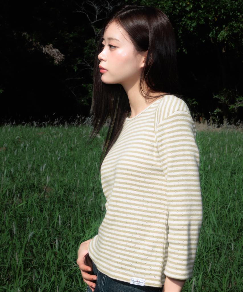 ROSEFRANTZ Stripe Three-Quarter Sleeve [Green]