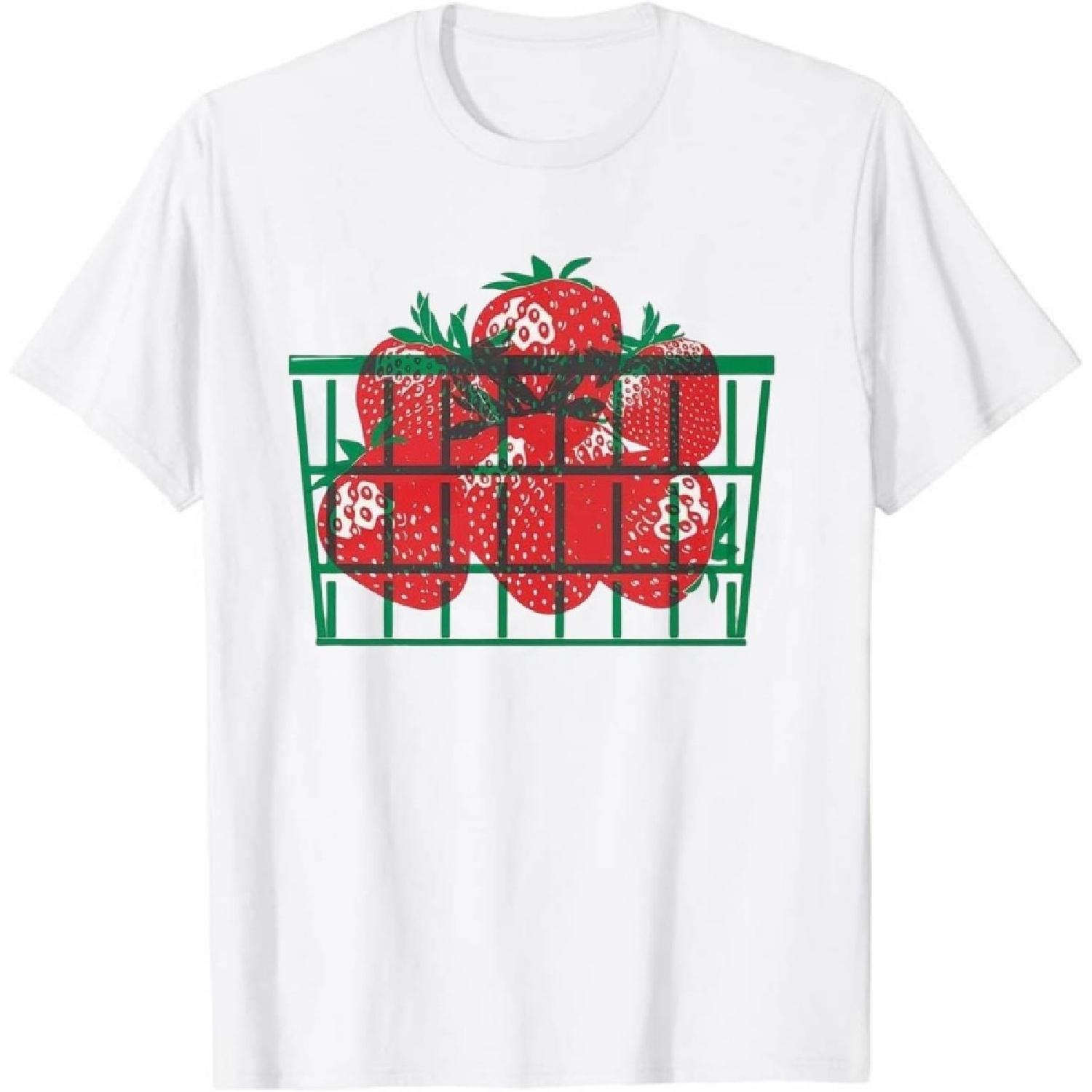 Figured Minimalist Groovy Strawberry T-Shirt Funny Graphic Tee XXXXXL белый