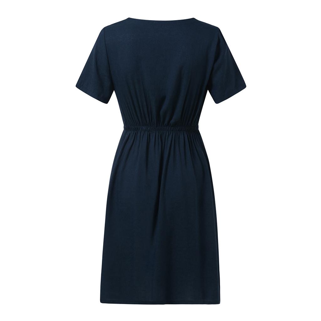 Womens Holiday V Neck Dress Ladies Summer Dress