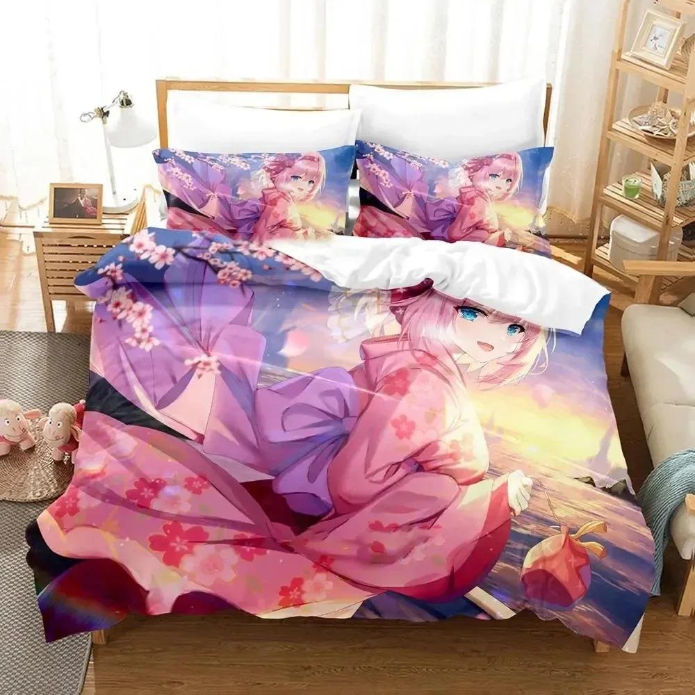 Kawaii Anime Princess Connect! Re Dive Bedding Set Boys Girls Twin Queen Size Duvet Cover Pillowcase Bed Kids Adult Home Textile