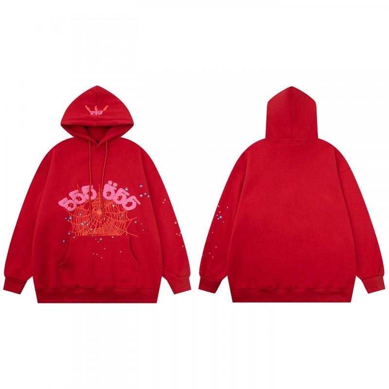 Sp5der Spider Web Foam Print Fleece Hoodie Loose Fit Hip Hop Sweatshirt Men Women