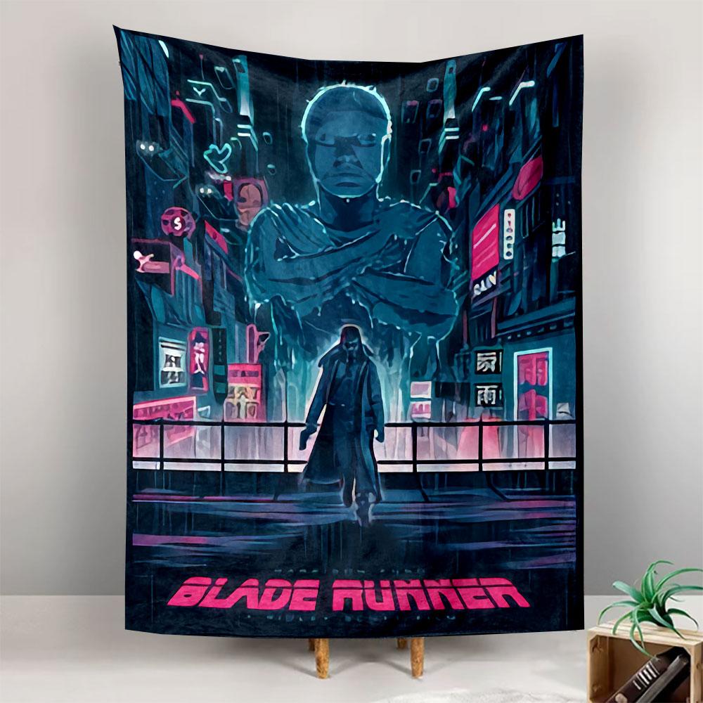 Blade Runner Retro Poster Tapestry Wall Hanging, Sci-Fi Noir Classic Art, Cyberpunk Wall Decor for Bedroom Living Room