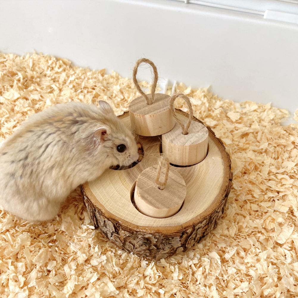 Wooden Rabbit Foraging Toy Small Animal Wooden Stake Interactive Hide Treats Toys Hamster Enrichment Foraging Toy For Guinea Pig