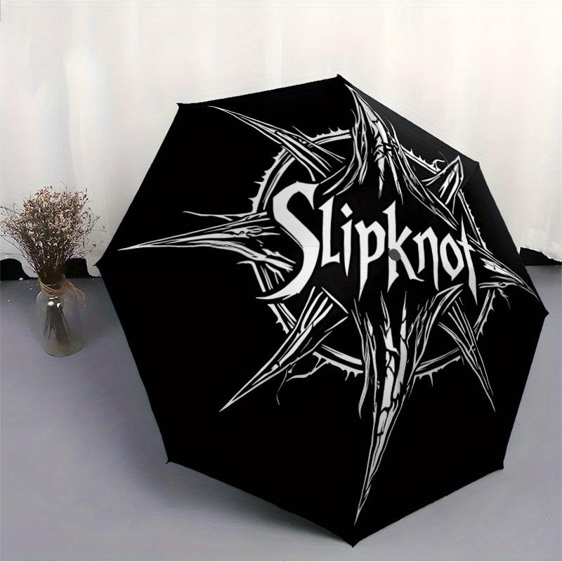 1pc Slipknot Band Automatic Folding Umbrella, Portable Collapsible Design, 8-Rib Iron Frame, , All-Season Casual Outdoor Accessory for Christmas Birth