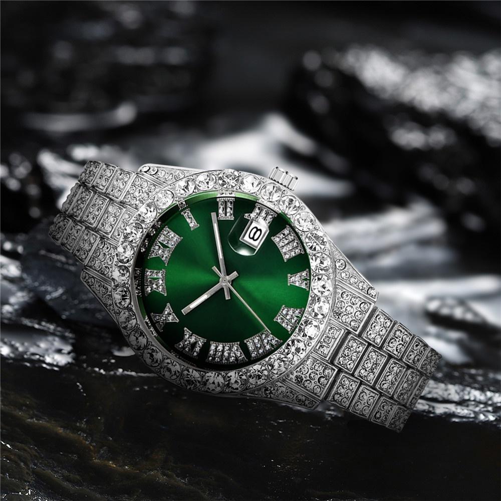 New Fashion Men's Steel Belt Quartz Watch Casual Business Calendar Full Drill Men's Watch Manufacturer