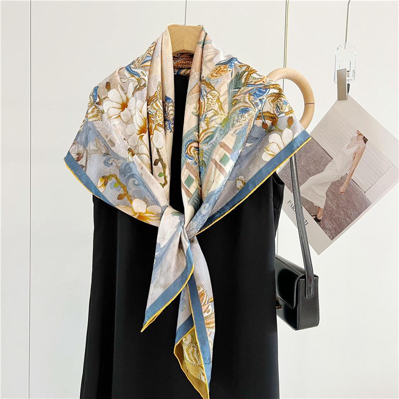 110*110 см двухсторонний шелковый шарф женский щедрый шарф шелковый шарф шаль 110*110cm — фото 3