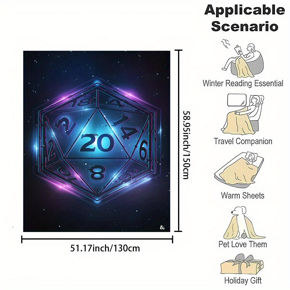 RPG-style dice pattern Flannel printed blanket suitable for all seasons suitable for living room office sofa and travel